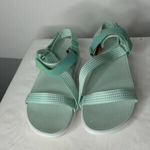 NWT FitFlop Loosh Webbing Z-Strap Sandals Sea Foam Green Women’s US 9 EU 41